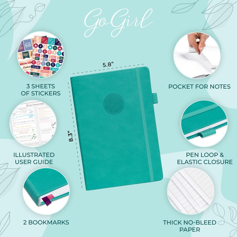 GoGirl Budget Planner â€“ Monthly Financial Planner Organizer Budget Book. Expense Tracker Notebook Journal to Control Money, A5 (Turquoise) - Image 2